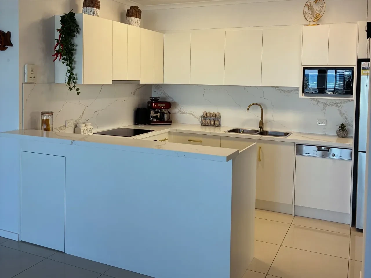 Custom walk-in wardrobe with full-height cabinetry and hanging space, Noosa